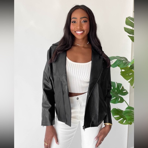 NWT Grey Bandit Tenley Black Faux Leather Jacket - Small - Picture 1 of 5
